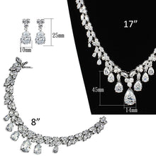 Load image into Gallery viewer, 3W925 - Rhodium Brass Jewelry Sets with AAA Grade CZ  in Clear