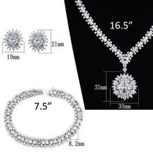 Load image into Gallery viewer, 3W927 - Rhodium Brass Jewelry Sets with AAA Grade CZ  in Clear