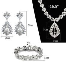 Load image into Gallery viewer, 3W933 - Rhodium Brass Jewelry Sets with AAA Grade CZ  in Clear