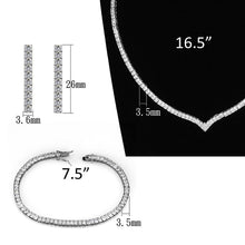 Load image into Gallery viewer, 3W938 - Rhodium Brass Jewelry Sets with AAA Grade CZ  in Clear