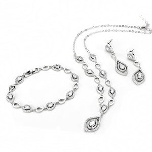 3W943 - Rhodium Brass Jewelry Sets with AAA Grade CZ  in Clear