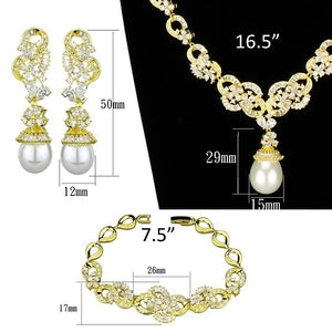 3W945 - Gold Brass Jewelry Sets with AAA Grade CZ  in Clear