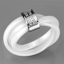 Load image into Gallery viewer, 3W951 - High polished (no plating) Stainless Steel Ring with Ceramic  in White