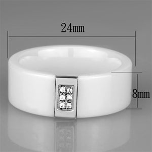3W952 - High polished (no plating) Stainless Steel Ring with Ceramic  in White
