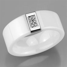 Load image into Gallery viewer, 3W952 - High polished (no plating) Stainless Steel Ring with Ceramic  in White