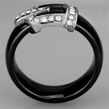 Load image into Gallery viewer, 3W954 - High polished (no plating) Stainless Steel Ring with Ceramic  in Jet