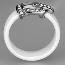 Load image into Gallery viewer, 3W955 - High polished (no plating) Stainless Steel Ring with Ceramic  in White