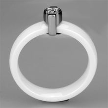 Load image into Gallery viewer, 3W958 - High polished (no plating) Stainless Steel Ring with Ceramic  in White