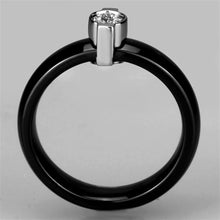 Load image into Gallery viewer, 3W959 - High polished (no plating) Stainless Steel Ring with Ceramic  in Jet