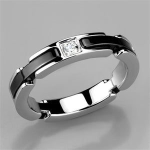 3W962 - High polished (no plating) Stainless Steel Ring with Ceramic  in Jet