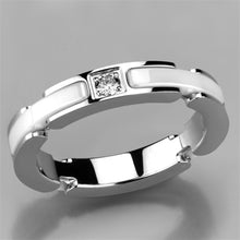 Load image into Gallery viewer, 3W963 - High polished (no plating) Stainless Steel Ring with Ceramic  in White