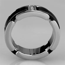 Load image into Gallery viewer, 3W966 - High polished (no plating) Stainless Steel Ring with Ceramic  in Jet