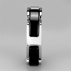 3W966 - High polished (no plating) Stainless Steel Ring with Ceramic  in Jet
