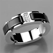 Load image into Gallery viewer, 3W966 - High polished (no plating) Stainless Steel Ring with Ceramic  in Jet
