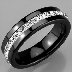 3W969 - High polished (no plating) Stainless Steel Ring with Ceramic  in Jet