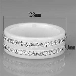3W970 - High polished (no plating) Stainless Steel Ring with Ceramic  in White