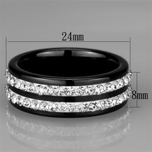 3W971 - High polished (no plating) Stainless Steel Ring with Ceramic  in Jet
