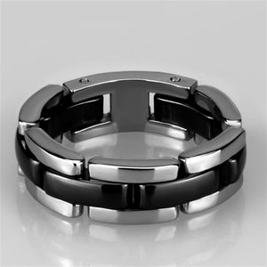3W972 - High polished (no plating) Stainless Steel Ring with Ceramic  in Jet