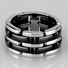 Load image into Gallery viewer, 3W974 - High polished (no plating) Stainless Steel Ring with Ceramic  in Jet