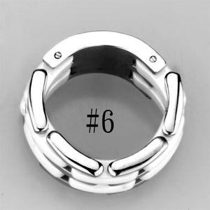 3W975 - High polished (no plating) Stainless Steel Ring with Ceramic  in White