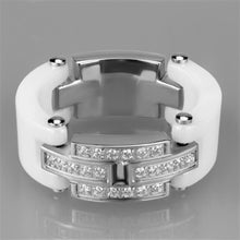 Load image into Gallery viewer, 3W977 - High polished (no plating) Stainless Steel Ring with Ceramic  in White