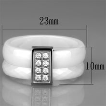 Load image into Gallery viewer, 3W979 - High polished (no plating) Stainless Steel Ring with Ceramic  in White