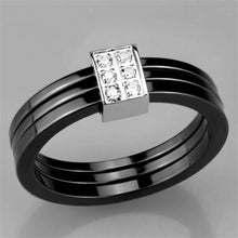 Load image into Gallery viewer, 3W980 - High polished (no plating) Stainless Steel Ring with Ceramic  in Jet