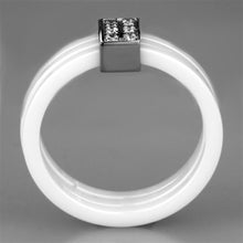 Load image into Gallery viewer, 3W981 - High polished (no plating) Stainless Steel Ring with Ceramic  in White