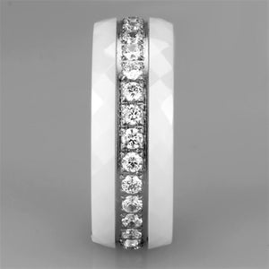 3W983 - High polished (no plating) Stainless Steel Ring with Ceramic  in White