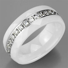 Load image into Gallery viewer, 3W983 - High polished (no plating) Stainless Steel Ring with Ceramic  in White