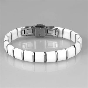3W985 - High polished (no plating) Stainless Steel Bracelet with Ceramic  in White