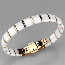 Load image into Gallery viewer, 3W987 - IP Rose Gold(Ion Plating) Stainless Steel Bracelet with Ceramic  in White