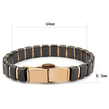 Load image into Gallery viewer, 3W992 - IP Rose Gold(Ion Plating) Stainless Steel Bracelet with Ceramic  in Jet