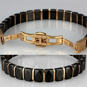 3W992 - IP Rose Gold(Ion Plating) Stainless Steel Bracelet with Ceramic  in Jet