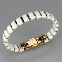 Load image into Gallery viewer, 3W993 - IP Rose Gold(Ion Plating) Stainless Steel Bracelet with Ceramic  in White