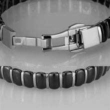 Load image into Gallery viewer, 3W995 - High polished (no plating) Stainless Steel Bracelet with Ceramic  in Jet