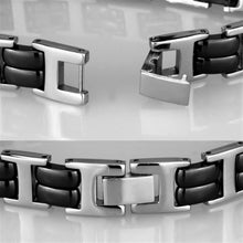 Load image into Gallery viewer, 3W996 - High polished (no plating) Stainless Steel Bracelet with Ceramic  in Jet