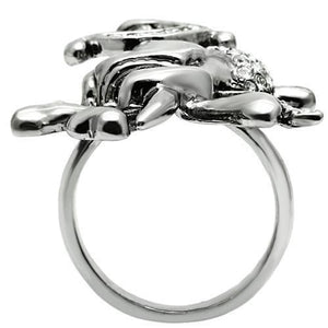 3W003 - Ruthenium White Metal Ring with Top Grade Crystal  in Clear