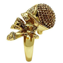 Load image into Gallery viewer, 3W004 - Gold White Metal Ring with Top Grade Crystal  in Smoked Quartz