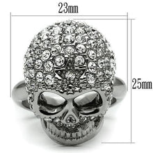 Load image into Gallery viewer, 3W008 - Rhodium White Metal Ring with Top Grade Crystal  in Clear