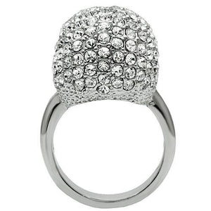 3W008 - Rhodium White Metal Ring with Top Grade Crystal  in Clear