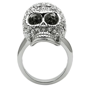 3W008 - Rhodium White Metal Ring with Top Grade Crystal  in Clear