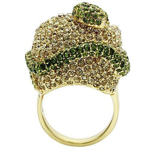 3W009 - Gold White Metal Ring with Top Grade Crystal  in Multi Color