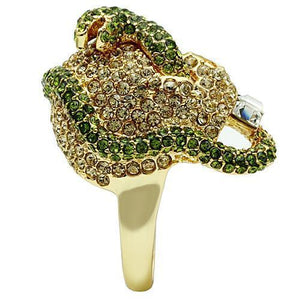3W009 - Gold White Metal Ring with Top Grade Crystal  in Multi Color