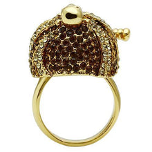 Load image into Gallery viewer, 3W012 - Gold White Metal Ring with Top Grade Crystal  in Smoked Quartz