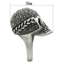 Load image into Gallery viewer, 3W015 - Antique Silver White Metal Ring with Top Grade Crystal  in Black Diamond