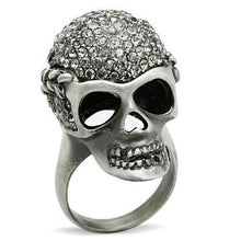 Load image into Gallery viewer, 3W015 - Antique Silver White Metal Ring with Top Grade Crystal  in Black Diamond