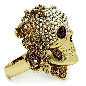 3W017 - Gold White Metal Ring with Top Grade Crystal  in Aurora Borealis (Rainbow Effect)