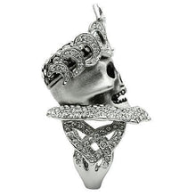 Load image into Gallery viewer, 3W018 - Matte Rhodium &amp; Rhodium White Metal Ring with Top Grade Crystal  in Clear