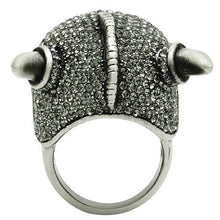 Load image into Gallery viewer, 3W021 - Antique Silver White Metal Ring with Top Grade Crystal  in Black Diamond